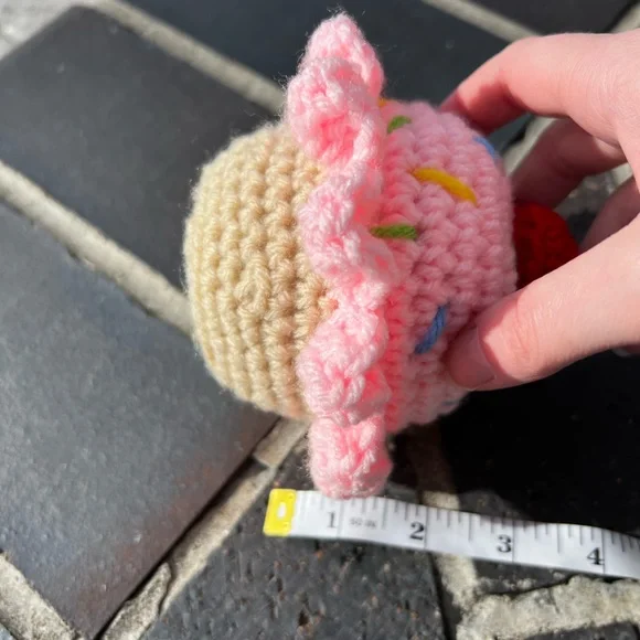 Hand Crocheted Emotional Support Pink Cupcake Plushie! - Picture 9 of 9